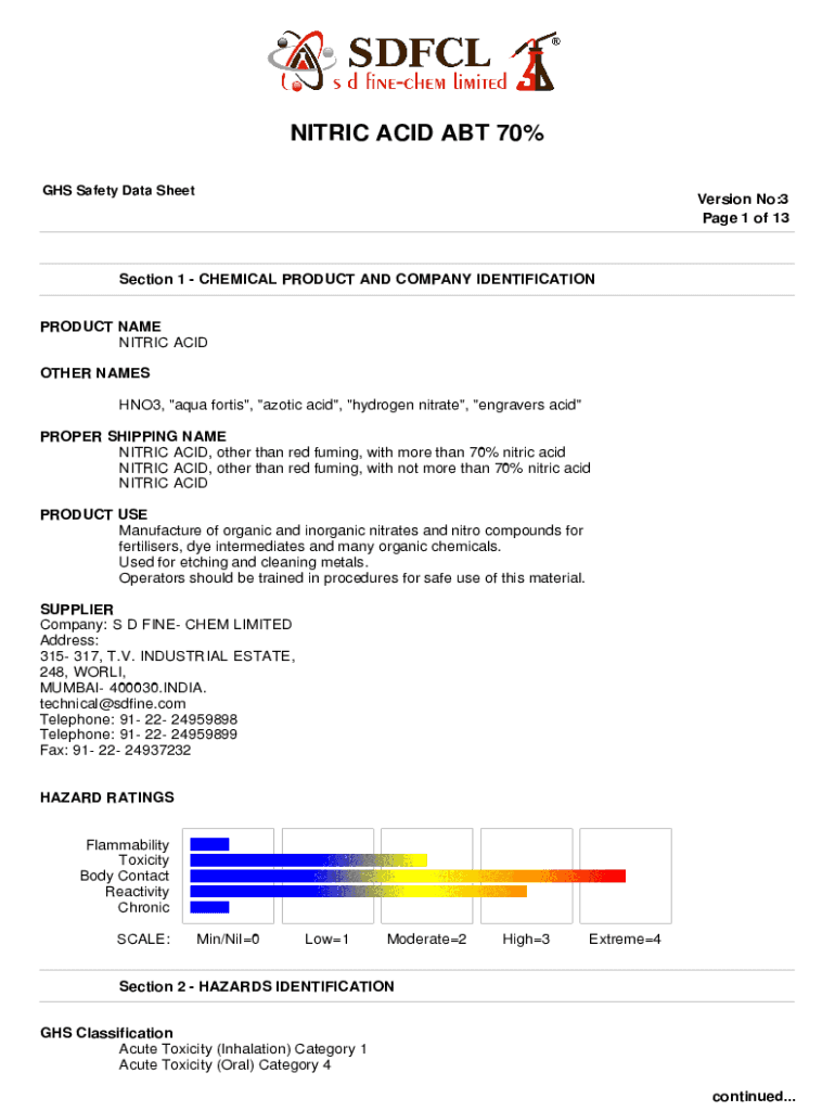 Fillable Online Nitric acid msds merck pdf Fax Email Print pdfFiller