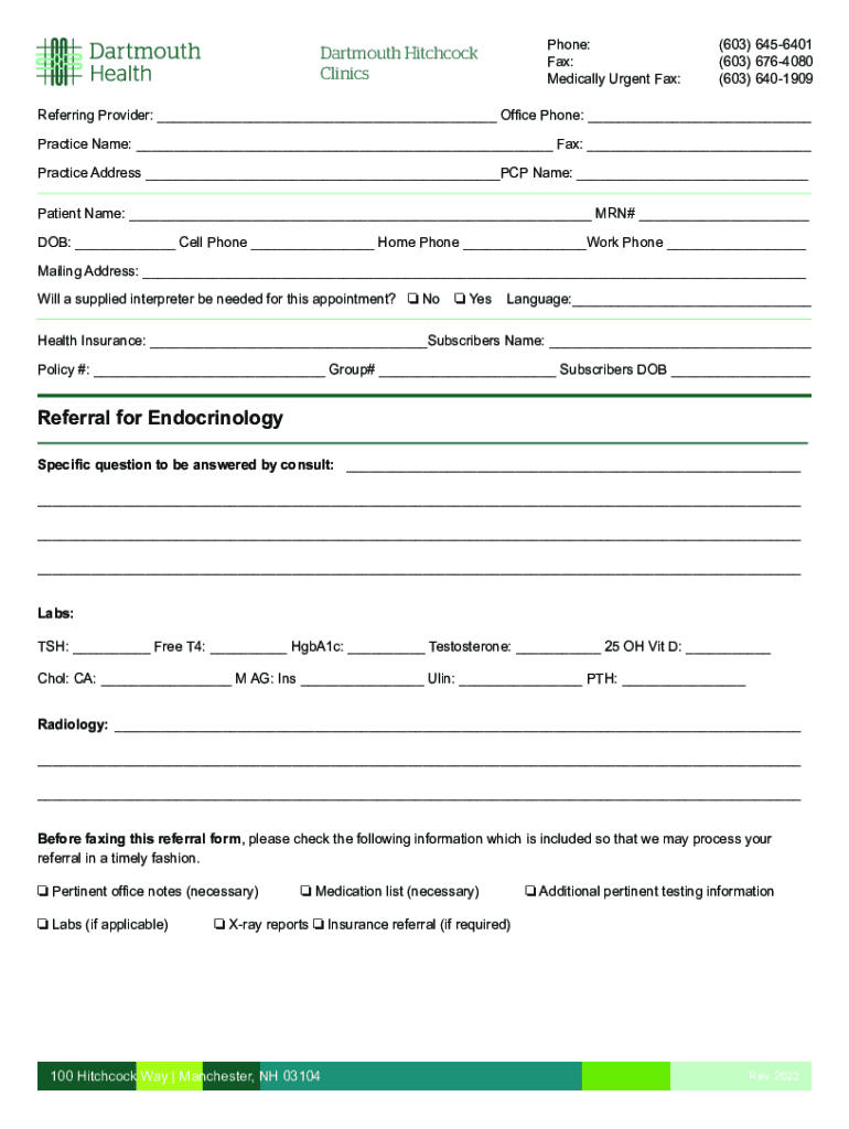 Fillable Online Endocrinology Referral Form Fax Email Print pdfFiller