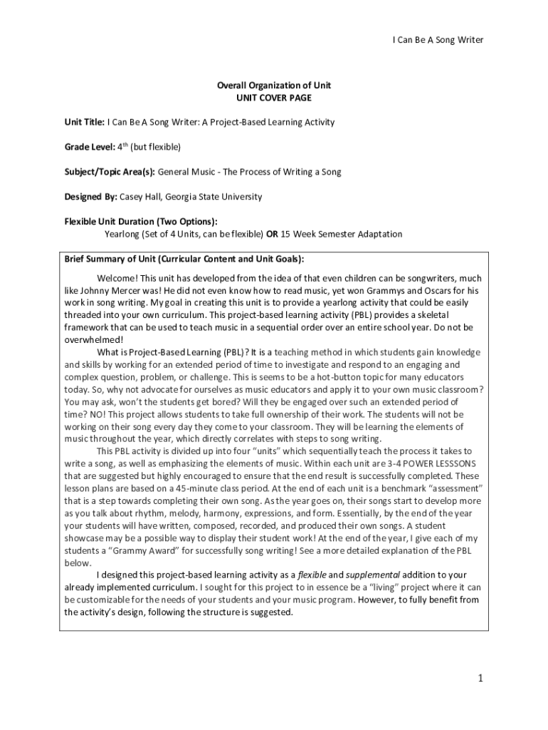 Fillable Online I Can Be A Song Writer A Project Based Learning Fax fillable-online-i-can-be-a-song-writer-a-project-based-learning-fax