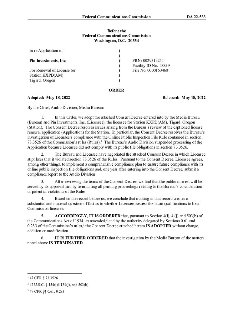 Fillable Online Radio Station License Renewals for Broadcasters