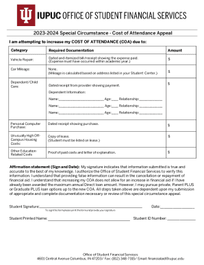 2023-2024 Special Circumstance - Cost of Attendance Appeal