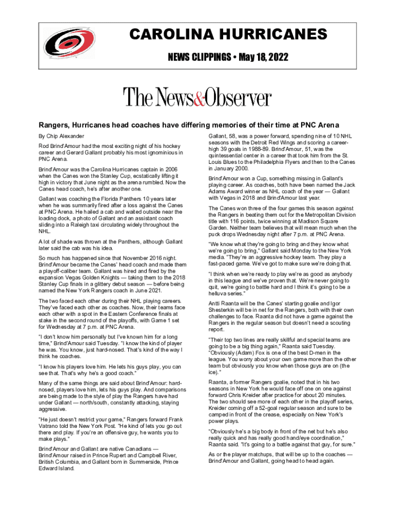 Fillable Online Hurricanes' coach "We've been kicked in the teeth