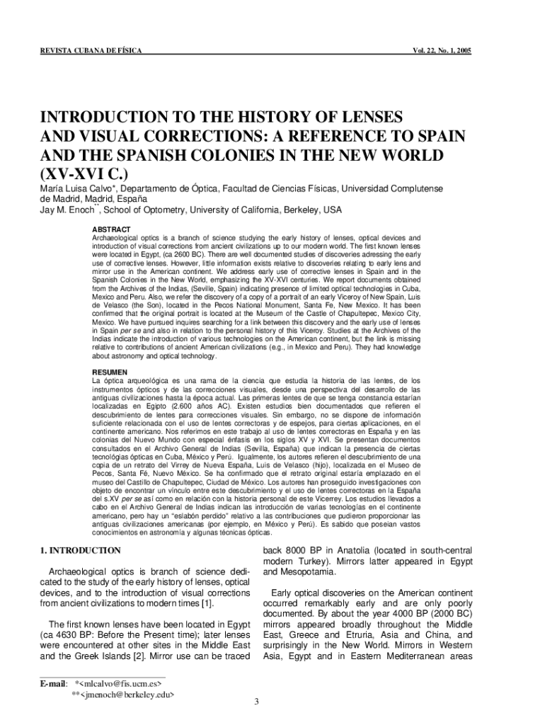 Fillable Online introduction to the history of lenses and visual
