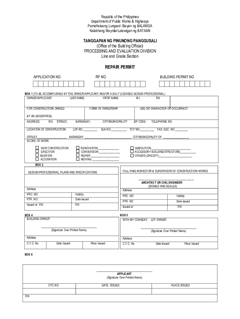 Fillable Online Fencing Permit DPWH ACCESSORY FORM NO Fax Email Print