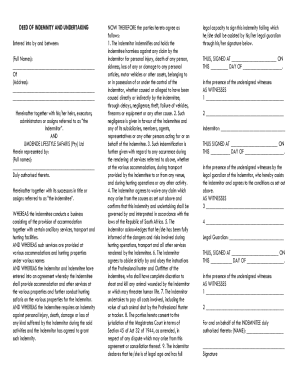 deed of indemnity and undertaking