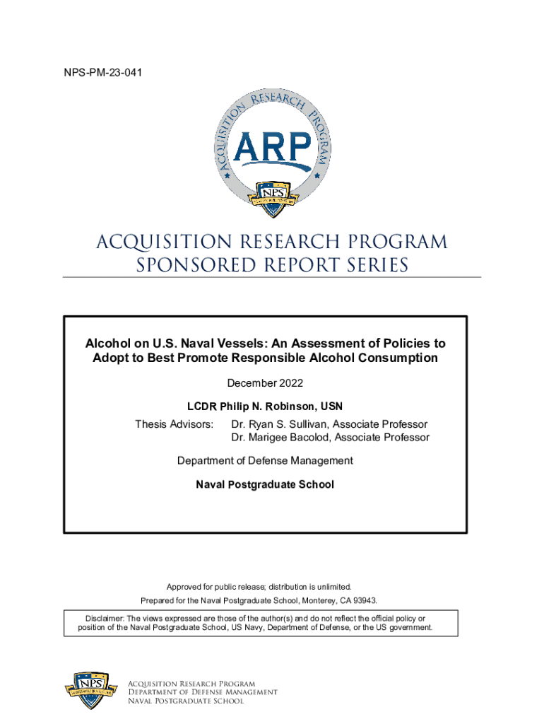Fillable Online Alcohol on U.S. Naval Vessels An Assessment of
