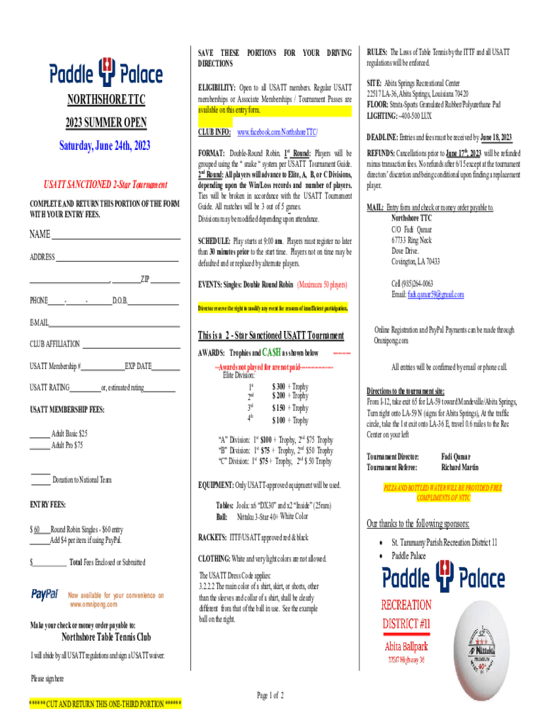 Fillable Online Austin Table Tennis Club Fax Email Print pdfFiller