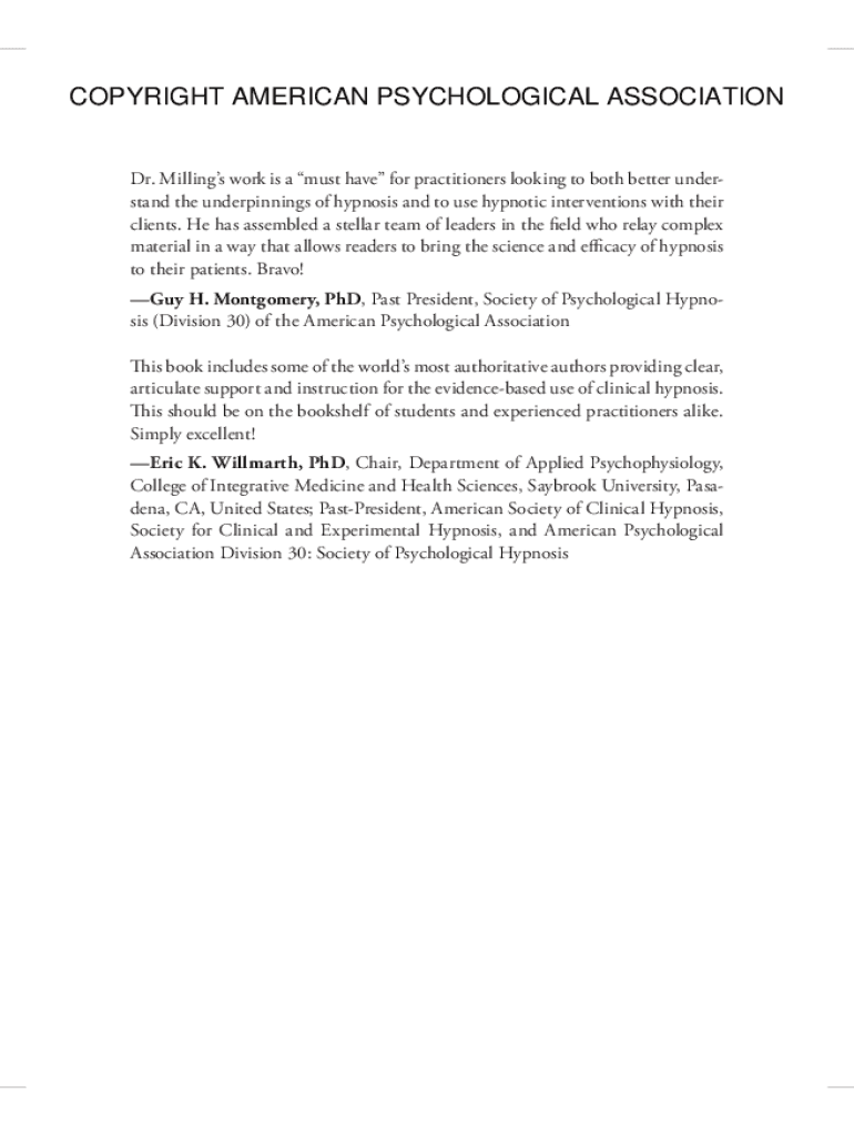 Fillable Online EvidenceBased Practice in Clinical Hypnosis sample pages Fax Email Print