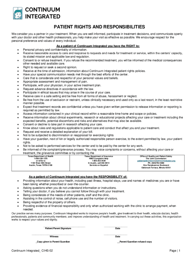 Fillable Online Robert Packer Hospital Patient Rights and