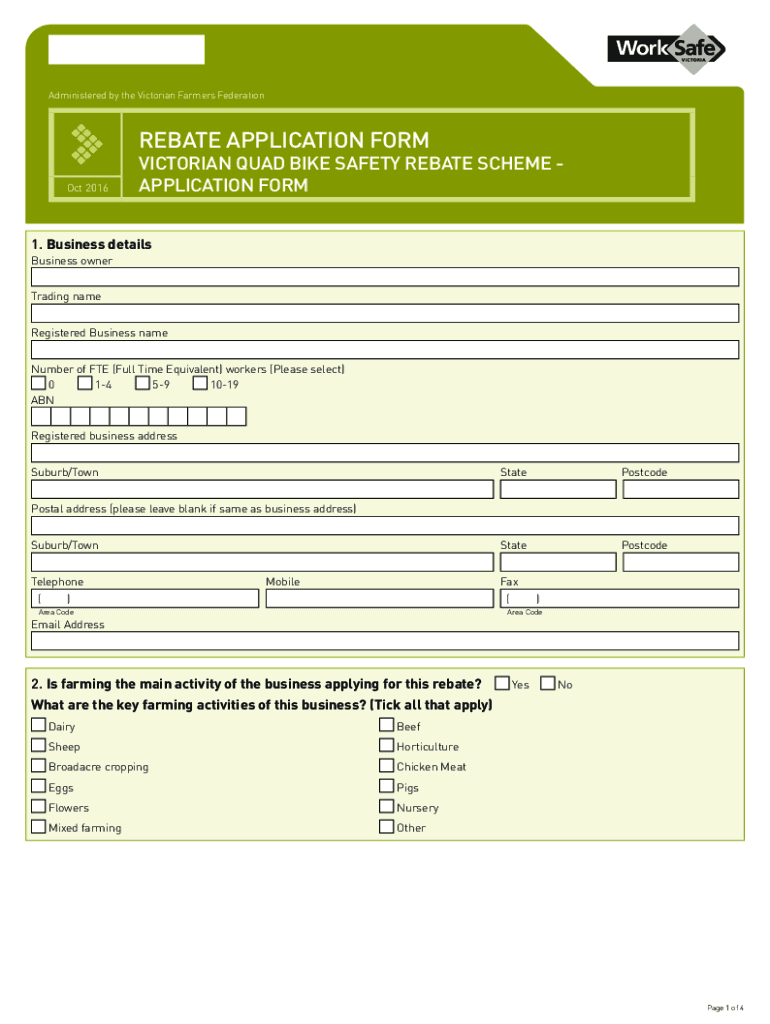 Fillable Online Victorian Quad Bike Safety Rebate Scheme Application 