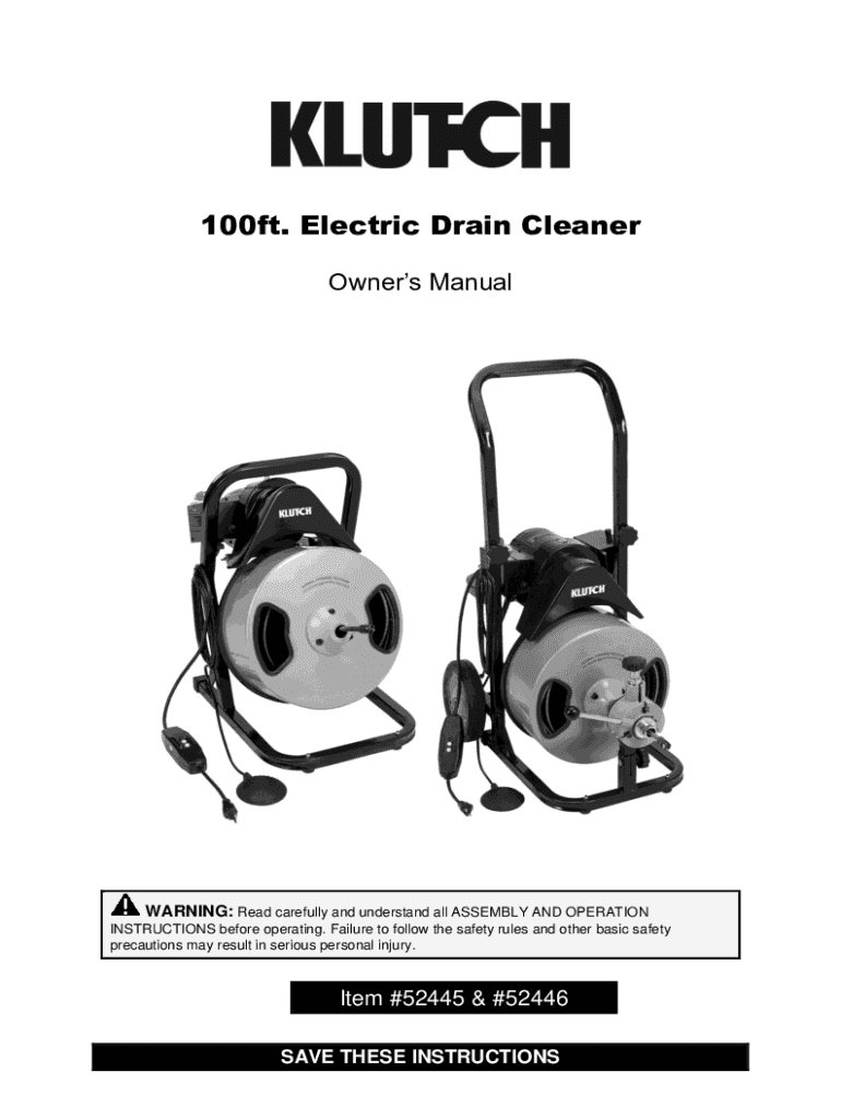 Fillable Online MODEL EAF Drain Cleaning Machine Operator's Manual