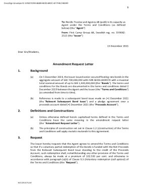 Amendment Request Letter