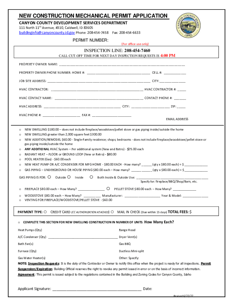 Fillable Online Canyon County, ID Build Permit  Map Fax Email Print