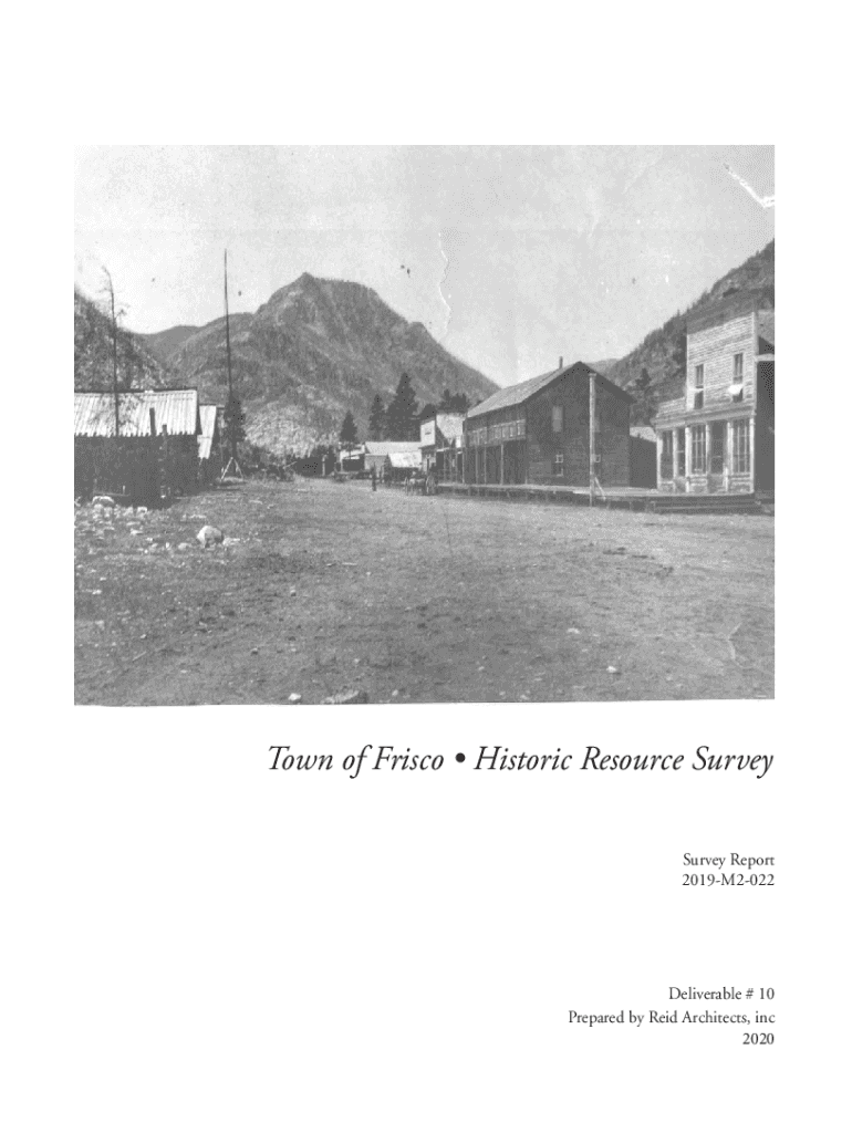 Fillable Online Town of Frisco Historical Resource Survey Fax Email