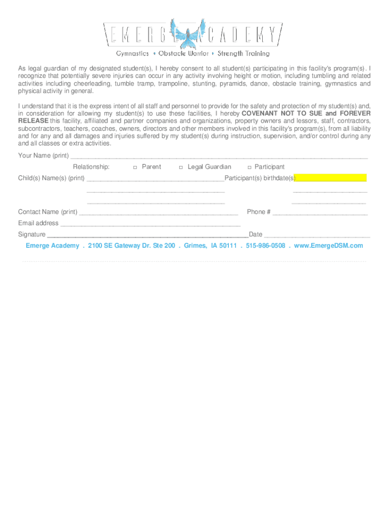 Fillable Online WAIVER RELEASE FORM Fax Email Print - pdfFiller