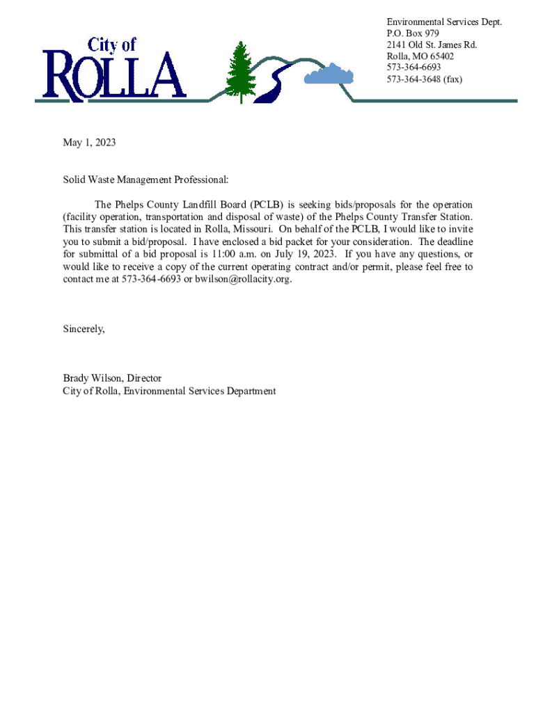 Fillable Online From curb to landfill Where does Rolla's garbage go