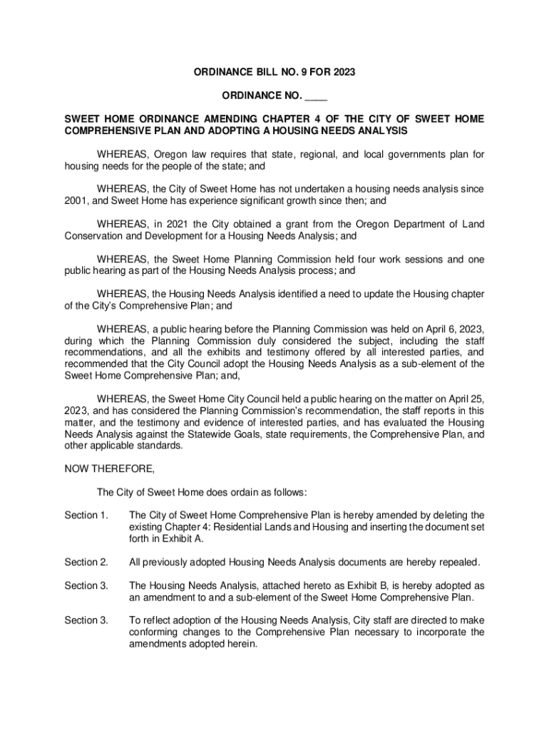 Fillable Online SWEET HOME ORDINANCE AMENDING CHAPTER 4 OF Fax