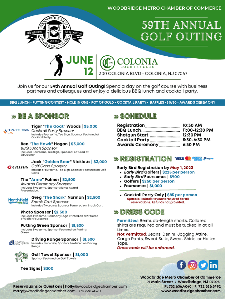 Fillable Online Woodbridge Chamber host annual Golf Outing on June 1st