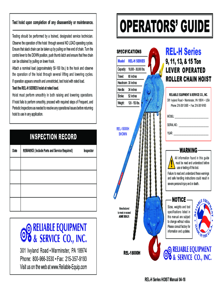 Fillable Online What Are ASME's Inspection Standards for Lever Hoists