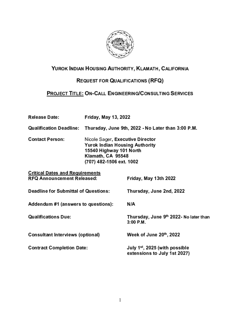 Fillable Online yurok indian housing authority, klamath, california request Fax Email Print