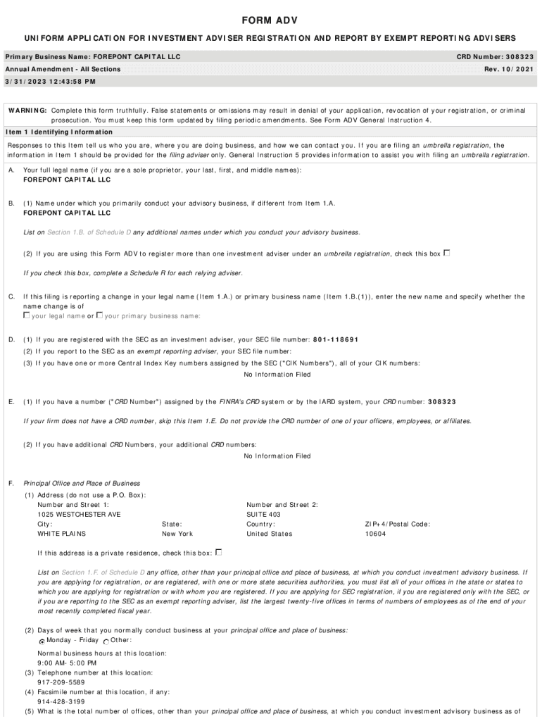 Fillable Online Walkthrough of Form ADV Part 1 + a Form ADV practice