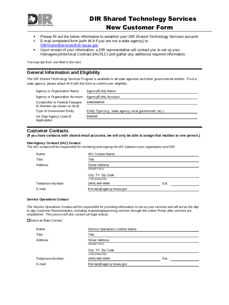 DIR Shared Services Customer Jefferson County Doc Template pdfFiller