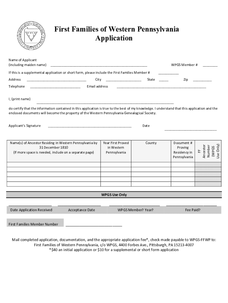 Fillable Online First Families of Western Pennsylvania Instructions Fax