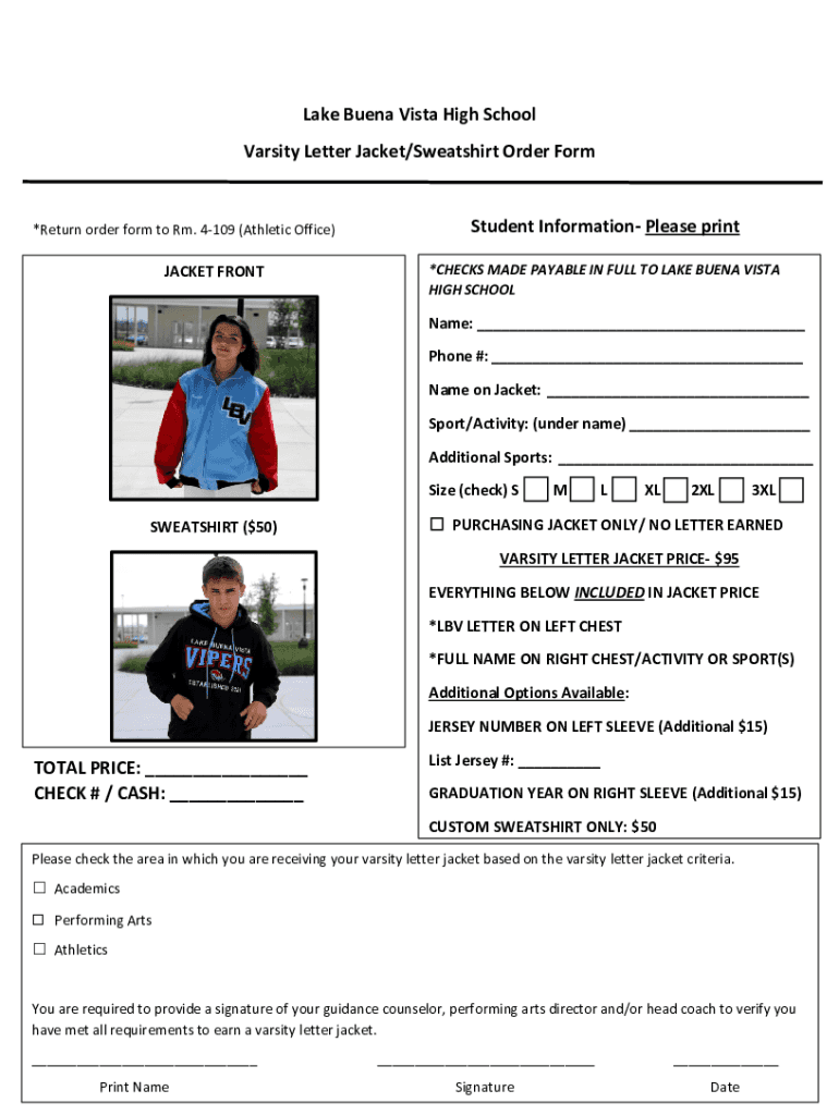 Fillable Online Howto Fill Out Your Letterman Jacket Order Form