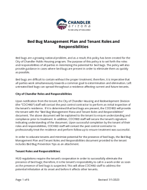 Fillable Online Bed Bug Management Plan and Tenant Roles and ...