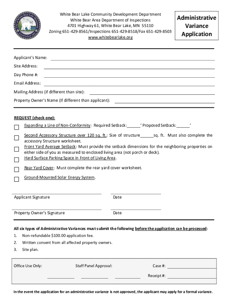 Fillable Online White Bear Lake Community Development Department Fax
