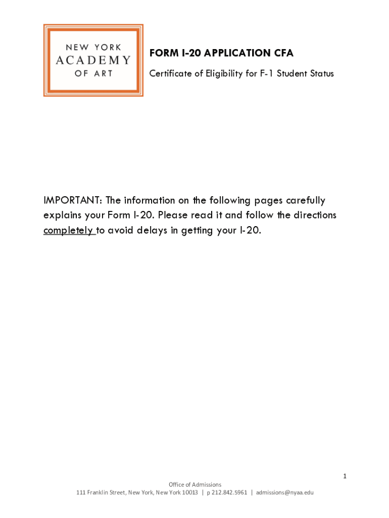 Fillable Online FORM I-20 APPLICATION CFA IMPORTANT Fax Email Print ...