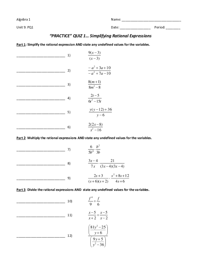 Fillable Online Find any values of the variable that make the ...