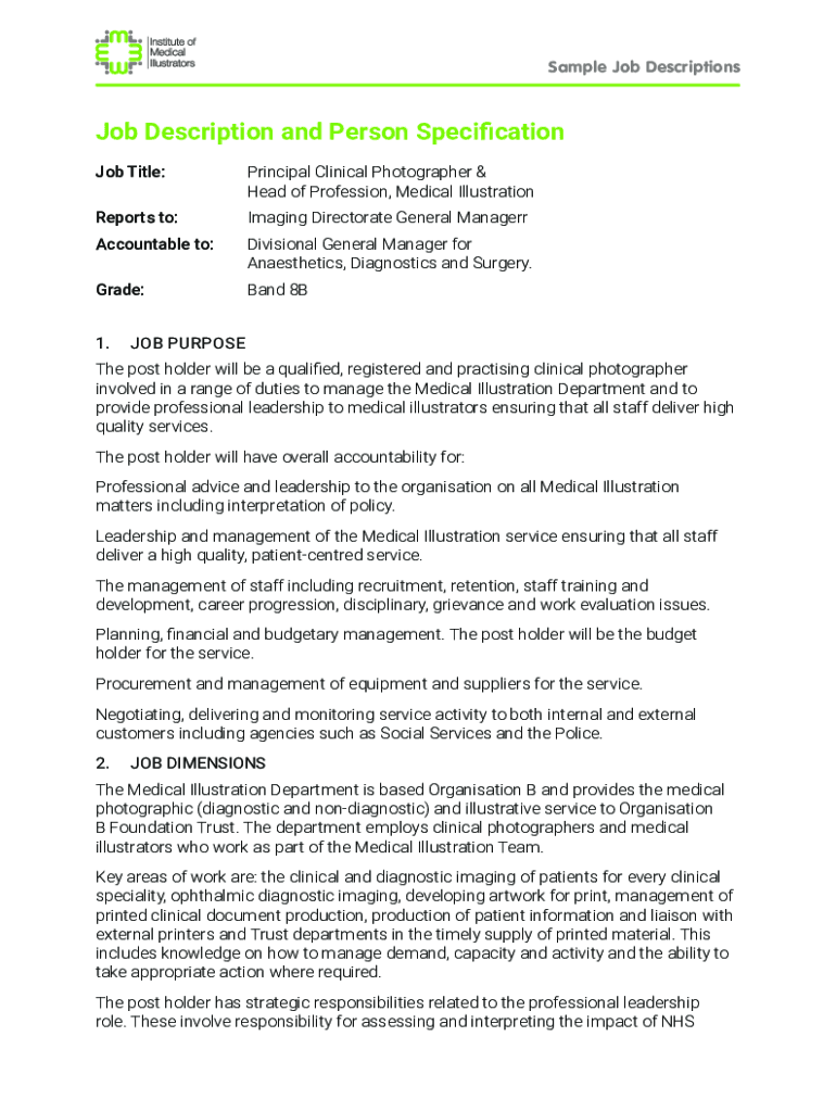 Fillable Online Photographer Job Description Sample Template Fax Email