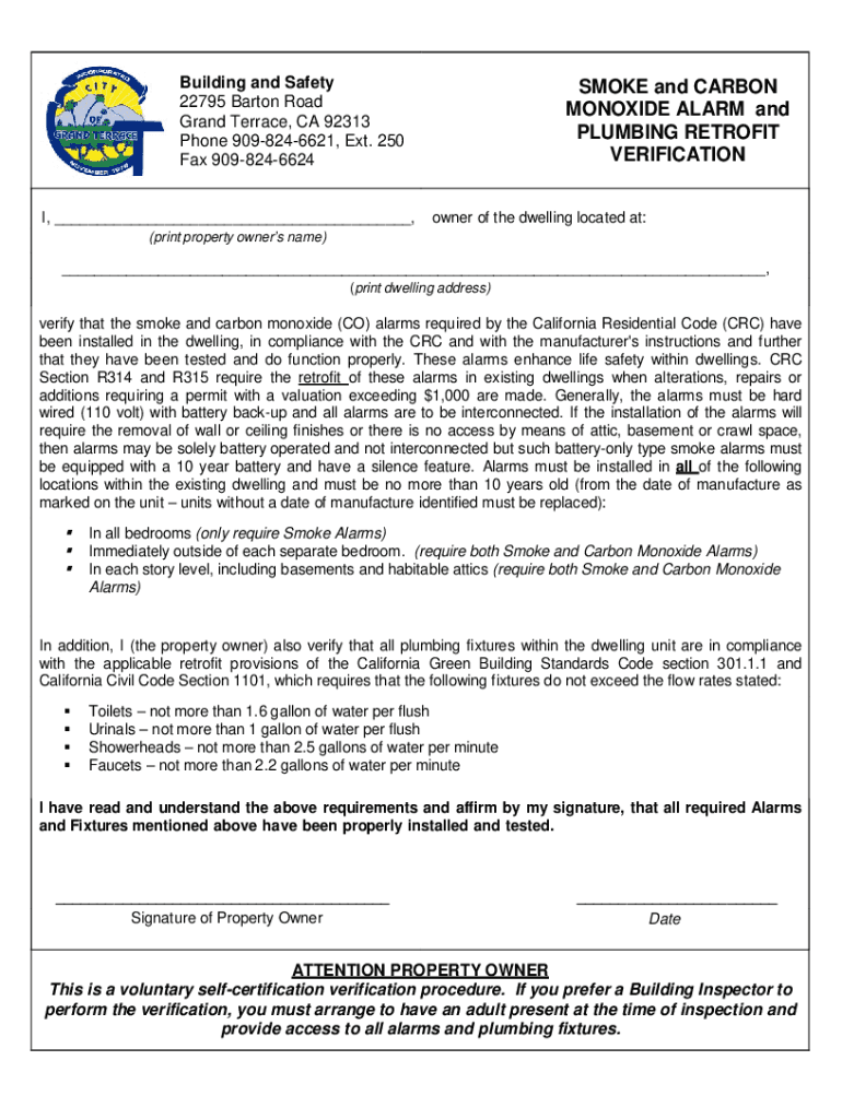 Fillable Online Grand Terrace Building Department, 22795 Barton Rd, Ste