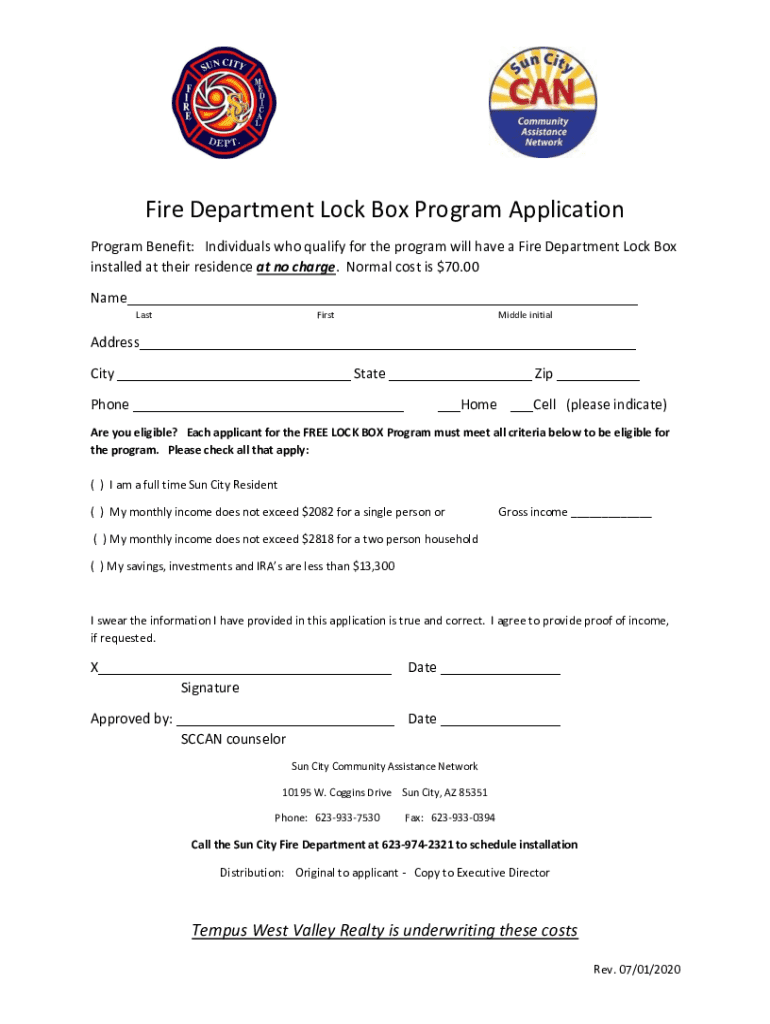 Fillable Online Duncan Sun City CAN helps with fire department lock