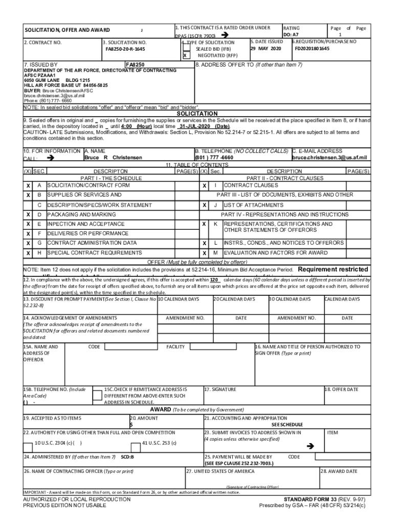 Fillable Online Request for Proposal (RFP) Formal Procurement methods ...