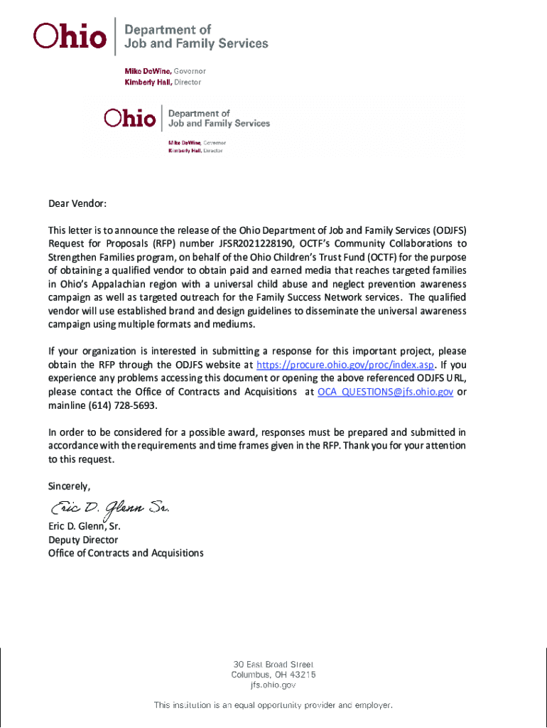 Fillable Online This letter is to announce the release of the Ohio