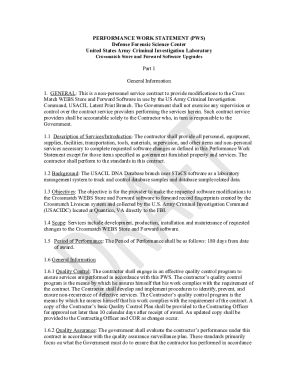 Fillable Online PERFORMANCE WORK STATEMENT (PWS) Defense ... Fax Email ...