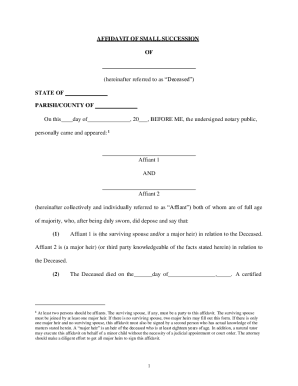 Louisiana Small Estate Affidavit Form