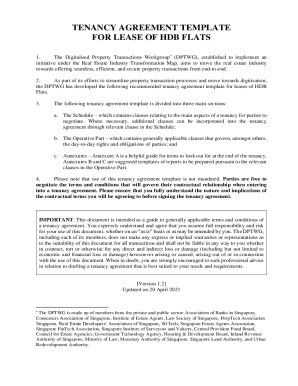 Fillable Online tenancy agreement template for lease of hdb flats cea