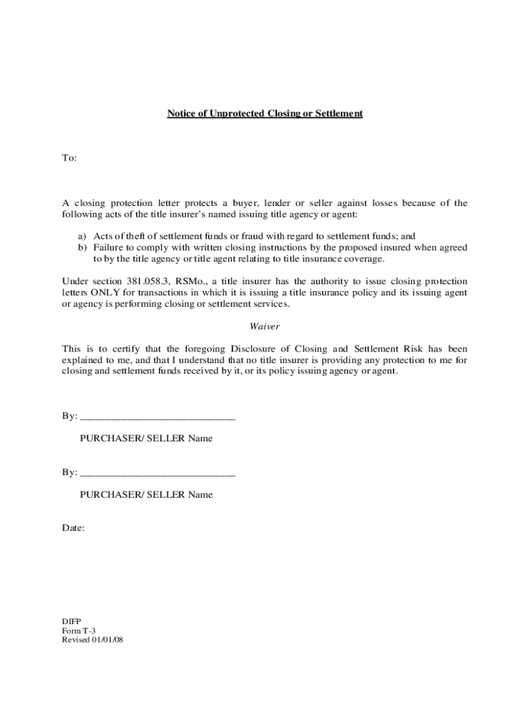 Fillable Online Closing Protection Letter What is It?Pioneer Title