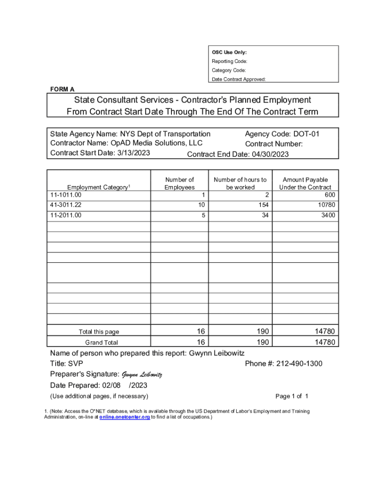 Fillable Online Form A Consultant Disclosure NYS DOT 2.8.23 OpAD