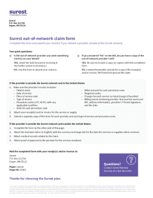 Surest Out-of-Network Claim Form