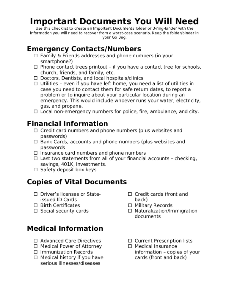 How to Organize Life's Most Important Documents Doc Template | pdfFiller