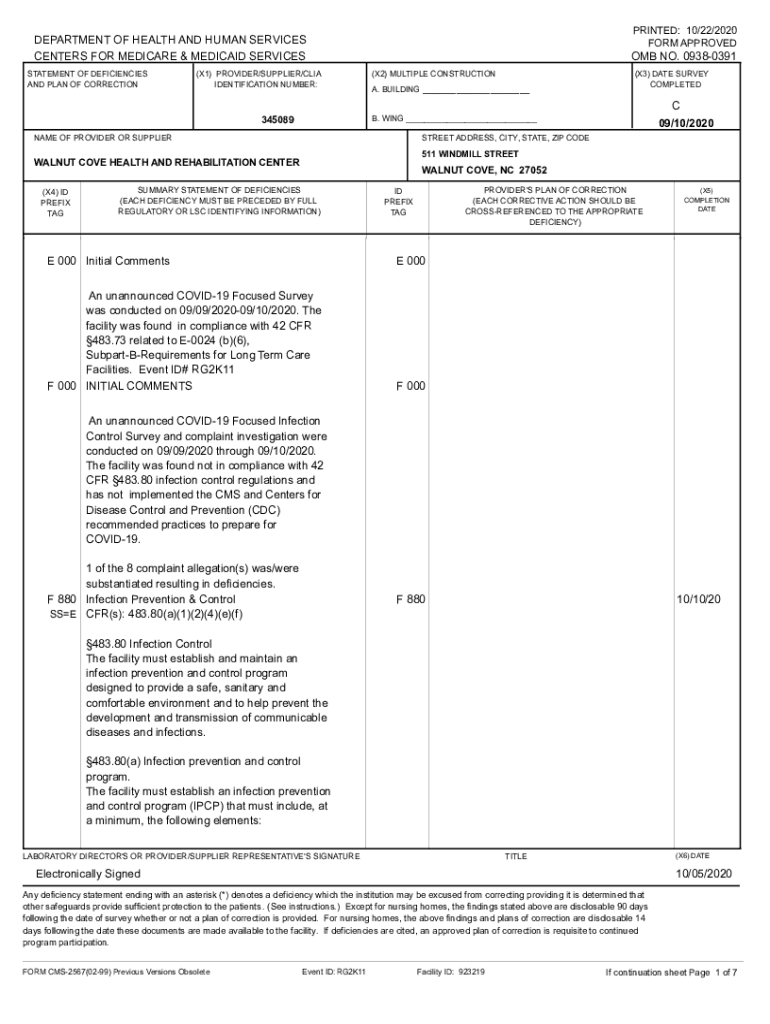 Fillable Online WALNUT COVE HEALTH AND REHABILITATION CENTER Fax Email