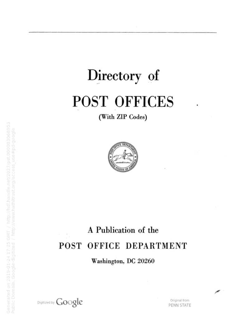 Fillable Online Directory of post offices, with ZIP codes. Fax Email