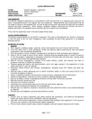 JOB DESCRIPTION JOB TITLE: Sergeant FLSA: Non- ...