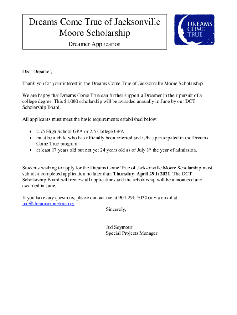 Fillable Online Dreams Come True Jacksonville Wish Granting Fax Email