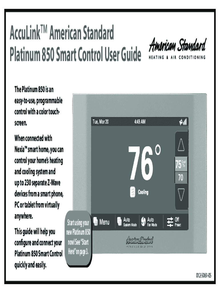 Fillable Online American Standard Thermostats Wilson