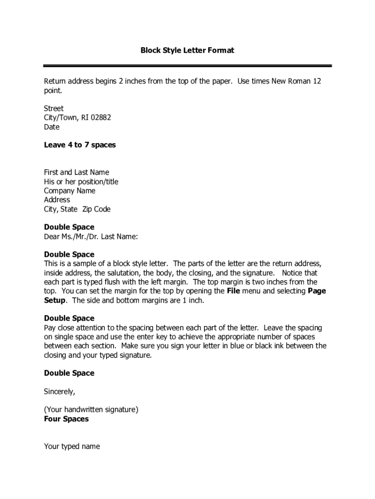 Fillable Online Using Tabs to Format a Letter in Modified Block Style ...
